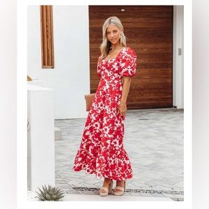 VICI cotton puff sleeve maxi dress